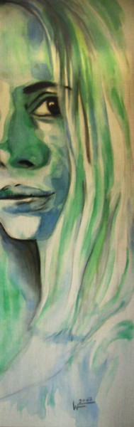 70x230 kohle,aquarell auf naturleine